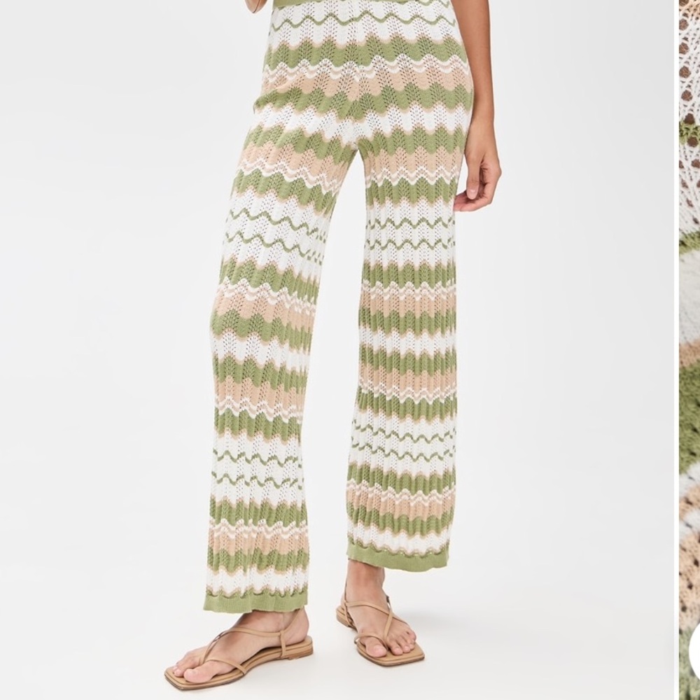 MINKPINK  Melody Green and Cream Patterned pants